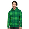 St. Patrick's Day Shamrock Tartan Print Pattern Men's Hoodie-grizzshop