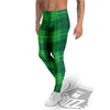 St. Patrick's Day Shamrock Tartan Print Pattern Men's Leggings-grizzshop