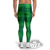 St. Patrick's Day Shamrock Tartan Print Pattern Men's Leggings-grizzshop