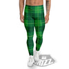 St. Patrick's Day Shamrock Tartan Print Pattern Men's Leggings-grizzshop