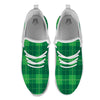 St. Patrick's Day Shamrock Tartan Print Pattern White Athletic Shoes-grizzshop