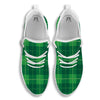 St. Patrick's Day Shamrock Tartan Print Pattern White Walking Shoes-grizzshop