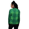 St. Patrick's Day Shamrock Tartan Print Pattern Women's Bomber Jacket-grizzshop