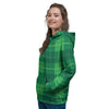 St. Patrick's Day Shamrock Tartan Print Pattern Women's Hoodie-grizzshop