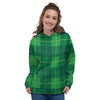 St. Patrick's Day Shamrock Tartan Print Pattern Women's Hoodie-grizzshop