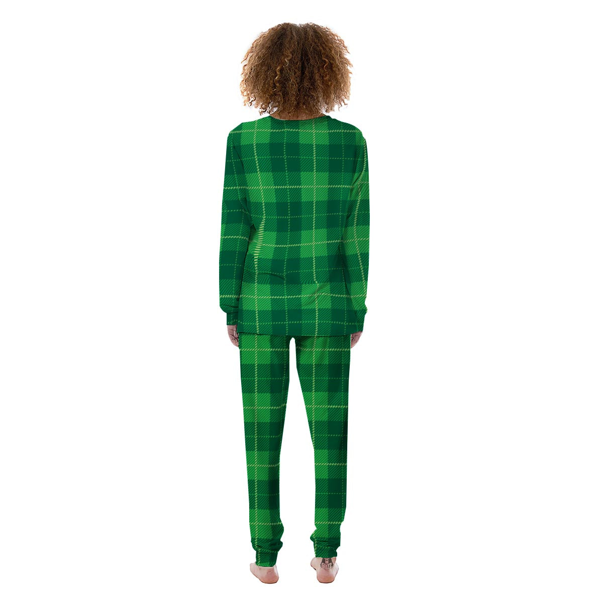 St. Patrick's Day Shamrock Tartan Print Pattern Women's Pajamas-grizzshop