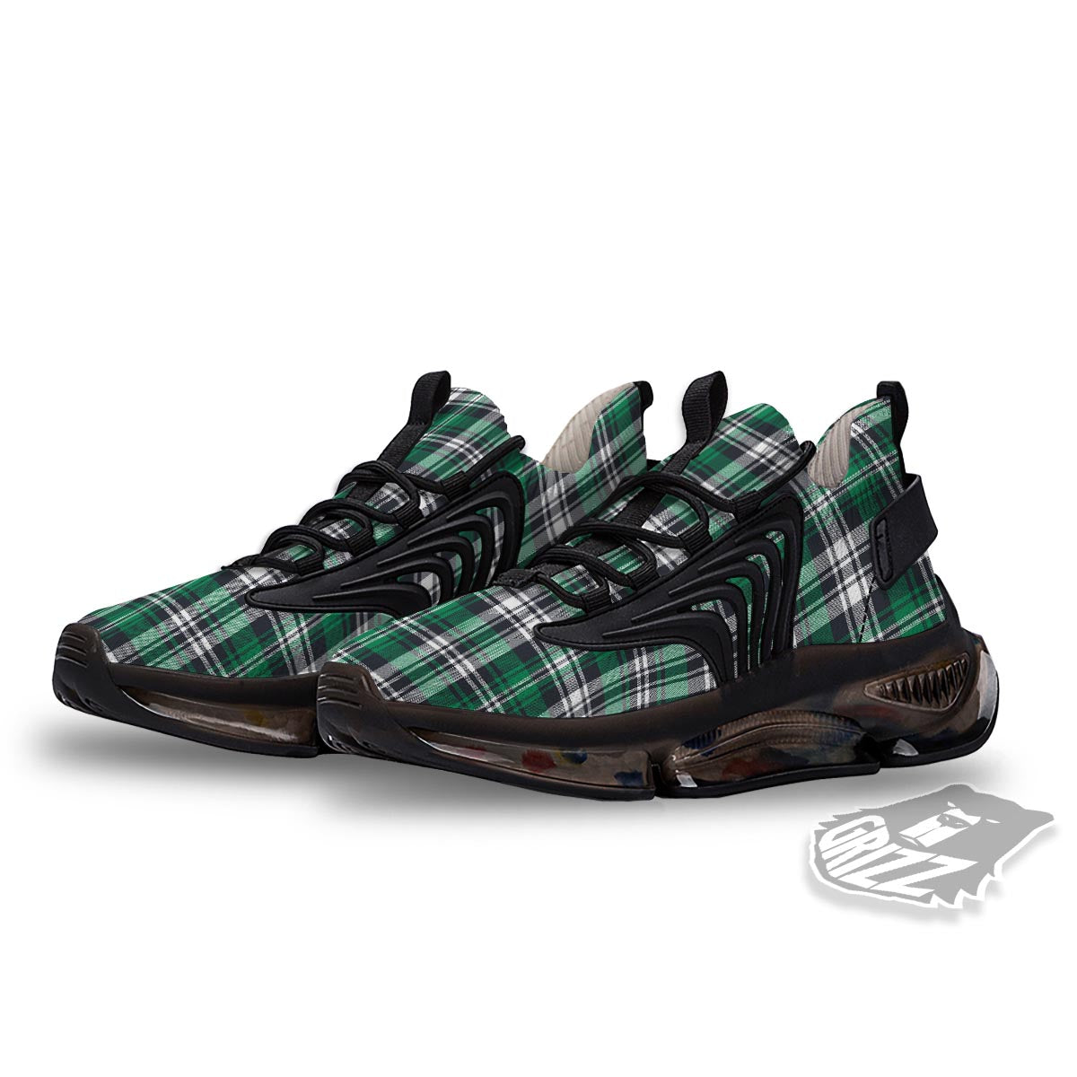 St. Patrick's Day Tartan Shamrock Print Pattern Black Gym Shoes-grizzshop