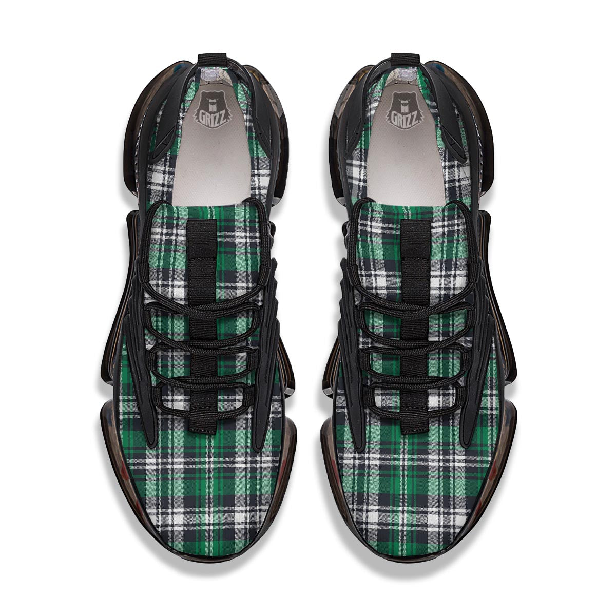 St. Patrick's Day Tartan Shamrock Print Pattern Black Gym Shoes-grizzshop