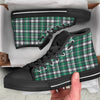 St. Patrick's Day Tartan Shamrock Print Pattern Black High Top Shoes-grizzshop