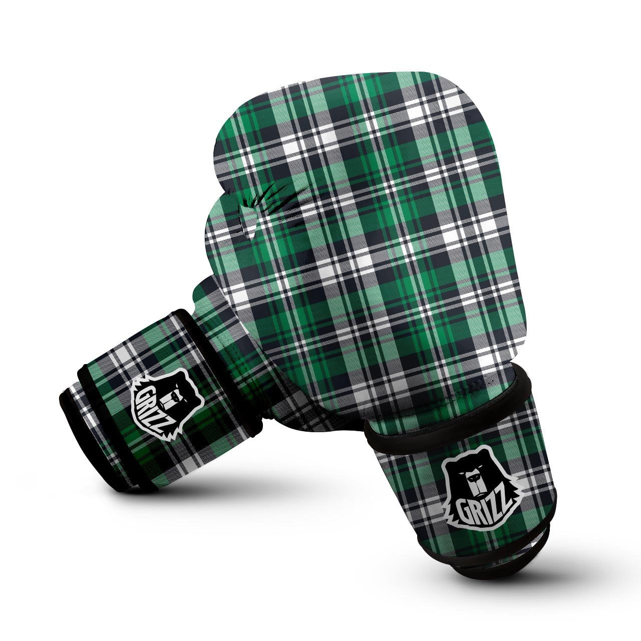 St. Patrick's Day Tartan Shamrock Print Pattern Boxing Gloves-grizzshop