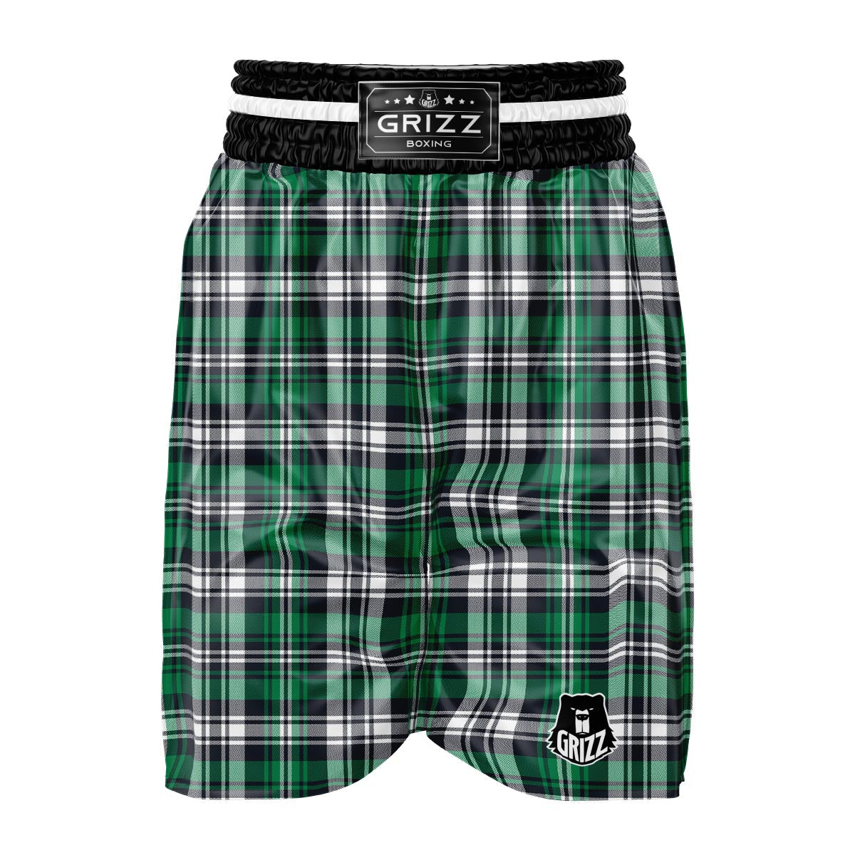 St. Patrick's Day Tartan Shamrock Print Pattern Boxing Shorts-grizzshop