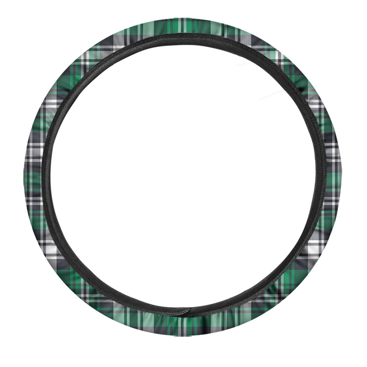 St. Patrick's Day Tartan Shamrock Print Pattern Car Steering Wheel Cover-grizzshop