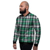 St. Patrick's Day Tartan Shamrock Print Pattern Men's Bomber Jacket-grizzshop