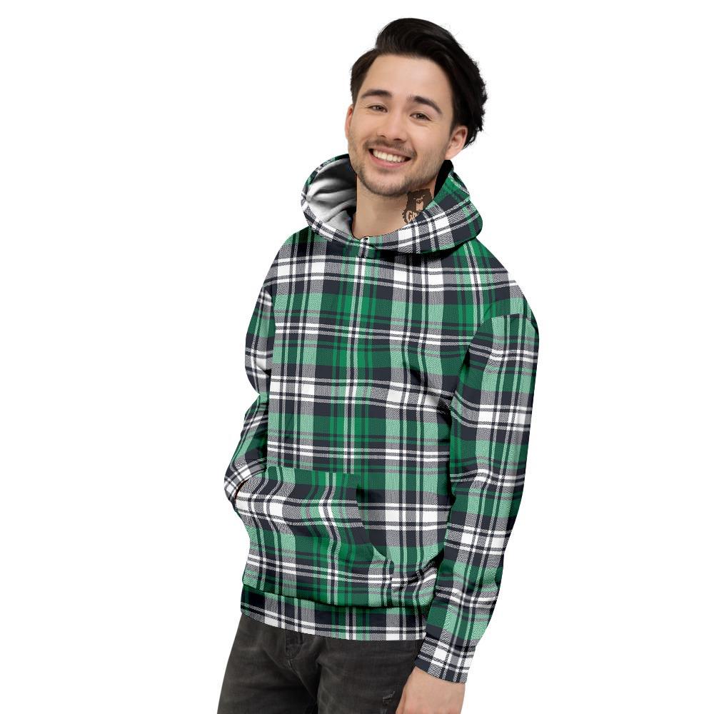 St. Patrick's Day Tartan Shamrock Print Pattern Men's Hoodie-grizzshop