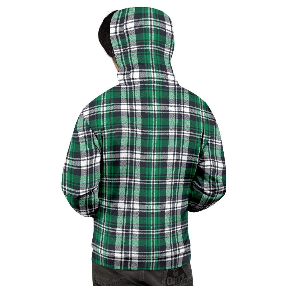 St. Patrick's Day Tartan Shamrock Print Pattern Men's Hoodie-grizzshop