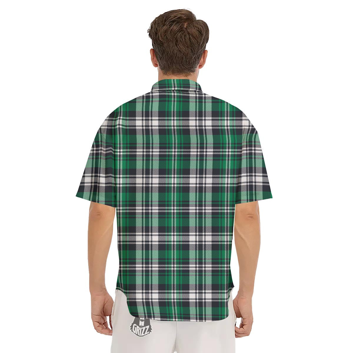 St. Patrick's Day Tartan Shamrock Print Pattern Men's Short Sleeve Shirts-grizzshop