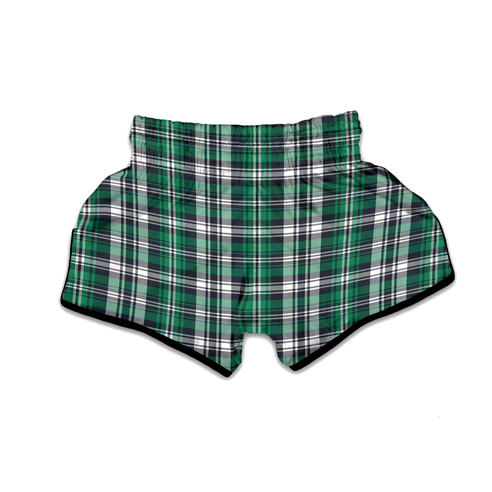 St. Patrick's Day Tartan Shamrock Print Pattern Muay Thai Boxing Shorts-grizzshop