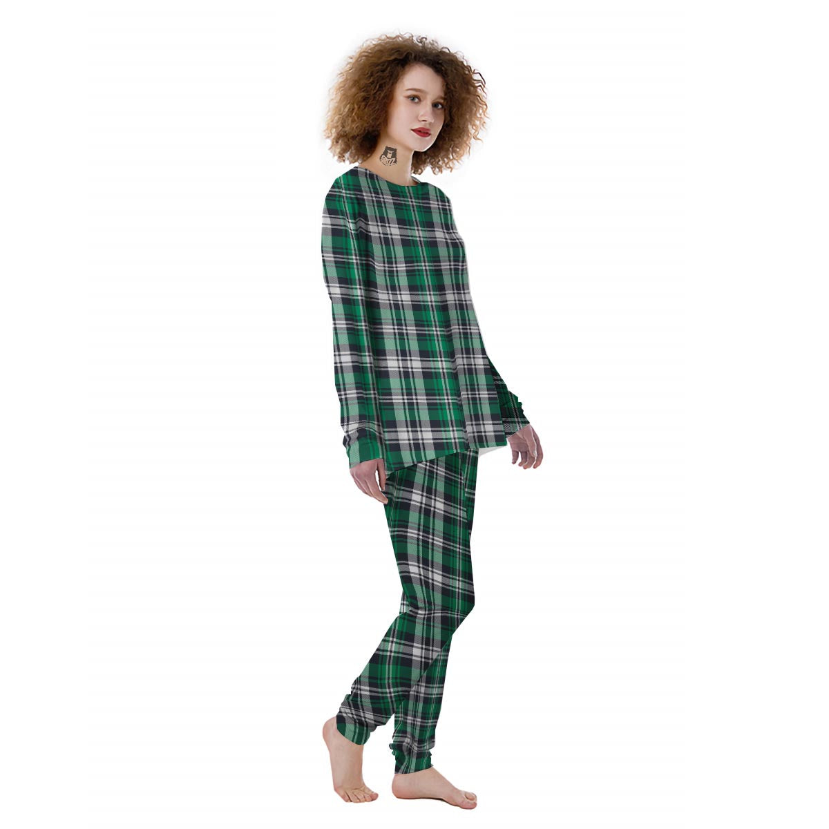 St. Patrick's Day Tartan Shamrock Print Pattern Women's Pajamas-grizzshop