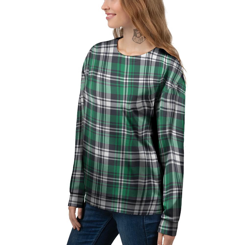 St. Patrick's Day Tartan Shamrock Print Pattern Women's Sweatshirt-grizzshop