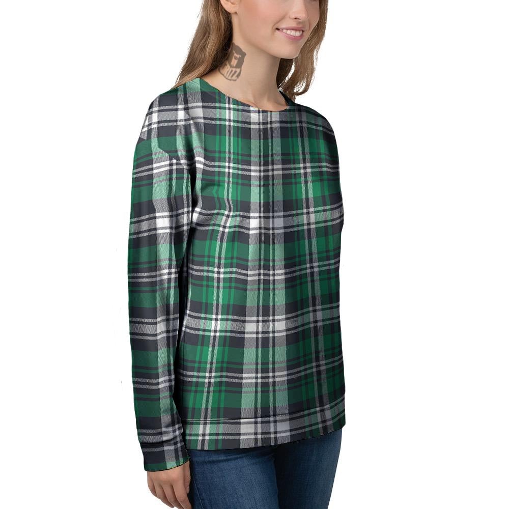 St. Patrick's Day Tartan Shamrock Print Pattern Women's Sweatshirt-grizzshop