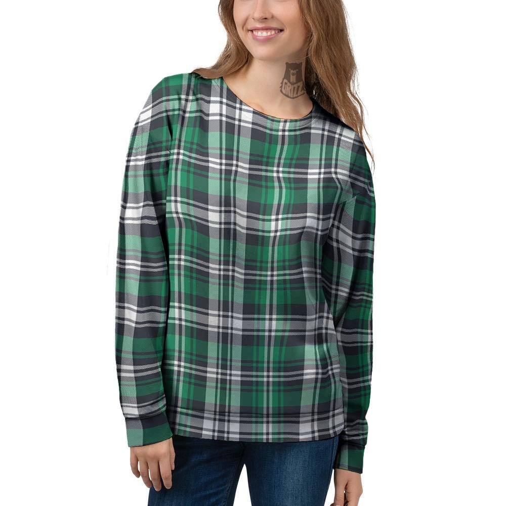 St. Patrick's Day Tartan Shamrock Print Pattern Women's Sweatshirt-grizzshop