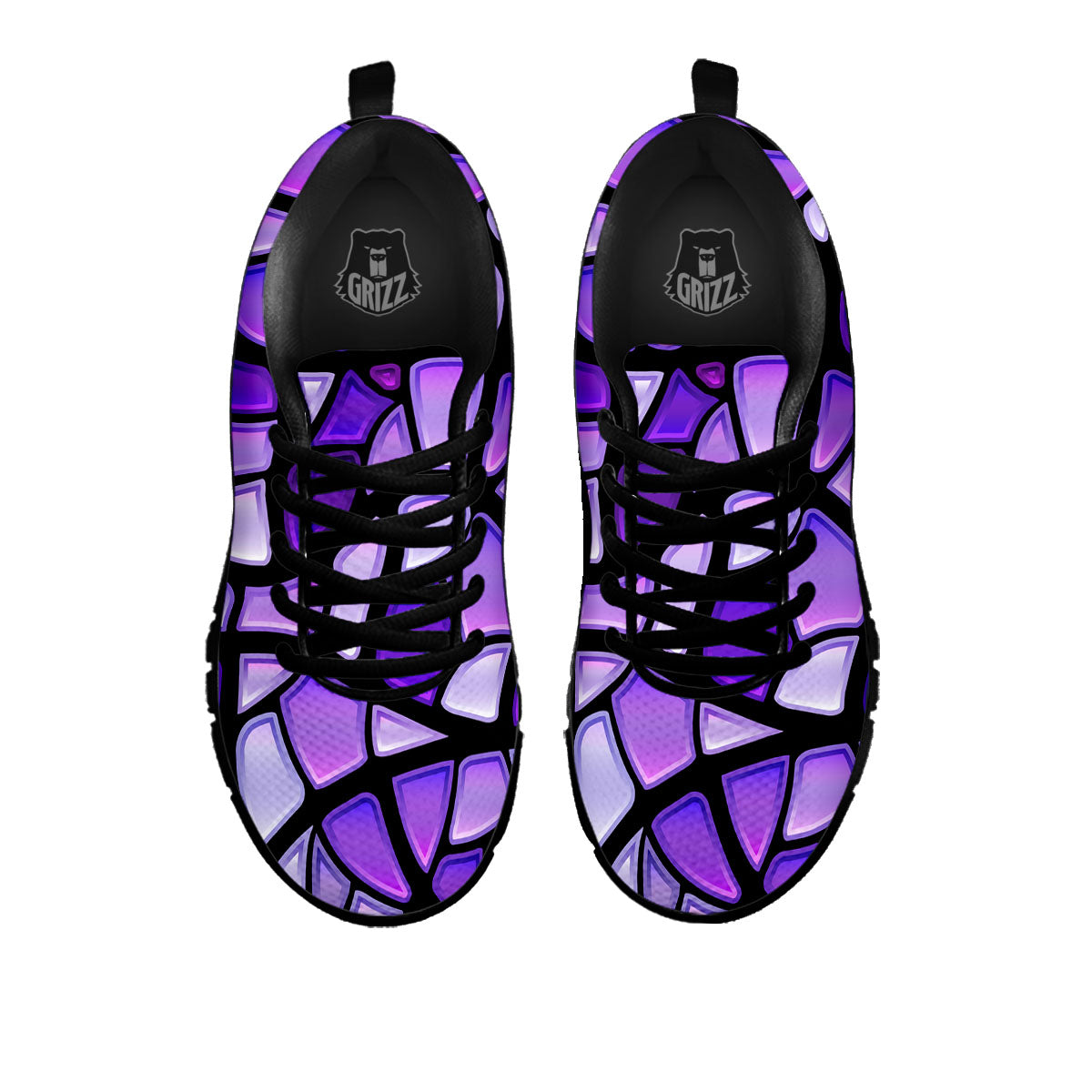 Stained Glass Mosaic Purple Print Black Sneaker-grizzshop