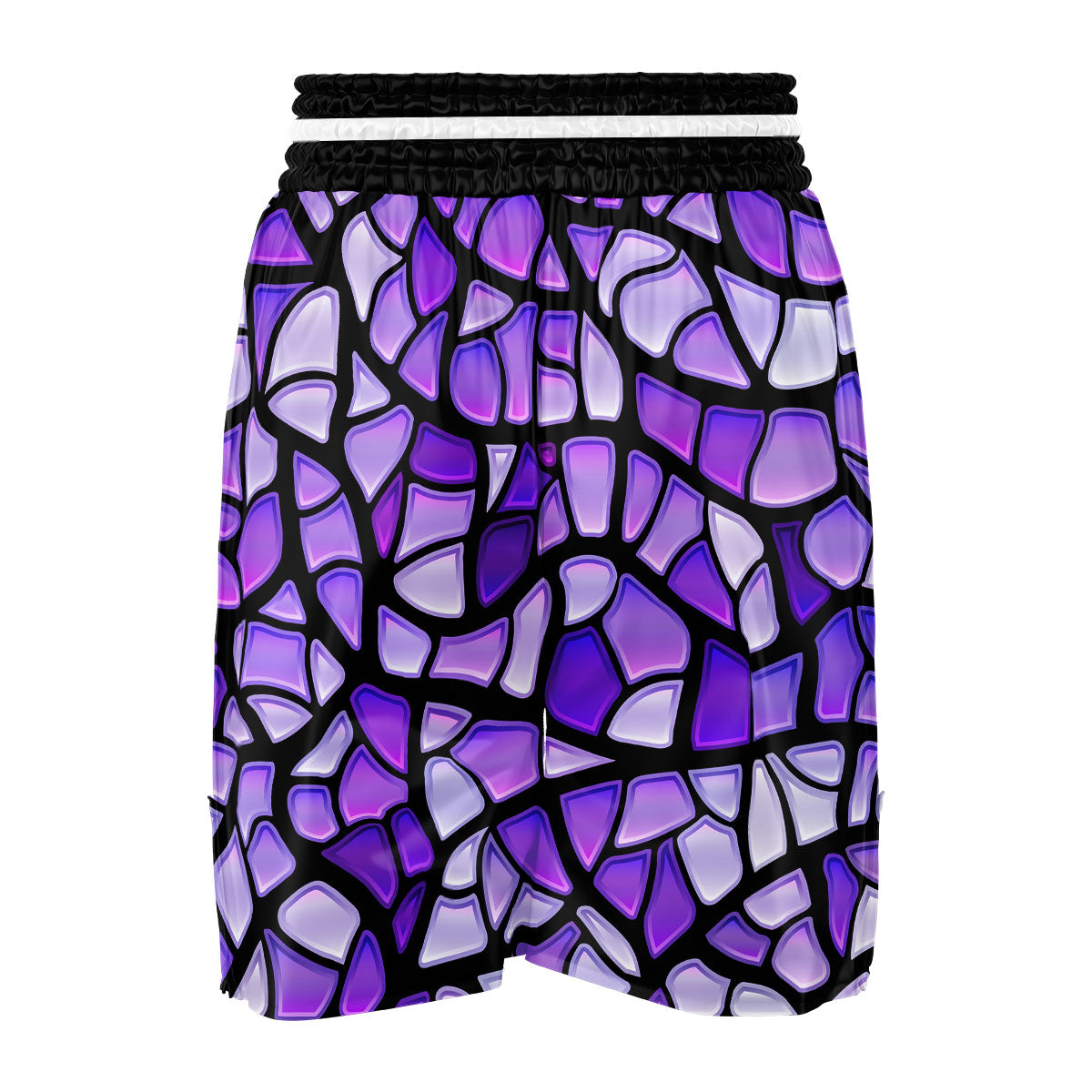 Stained Glass Mosaic Purple Print Boxing Shorts-grizzshop