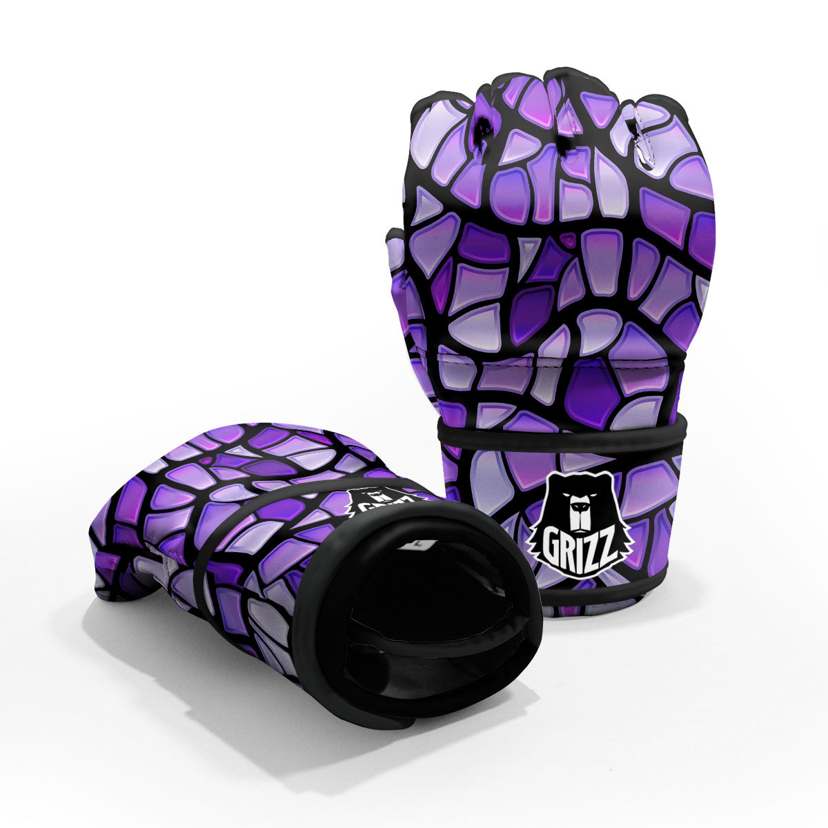 Stained Glass Mosaic Purple Print MMA Gloves-grizzshop