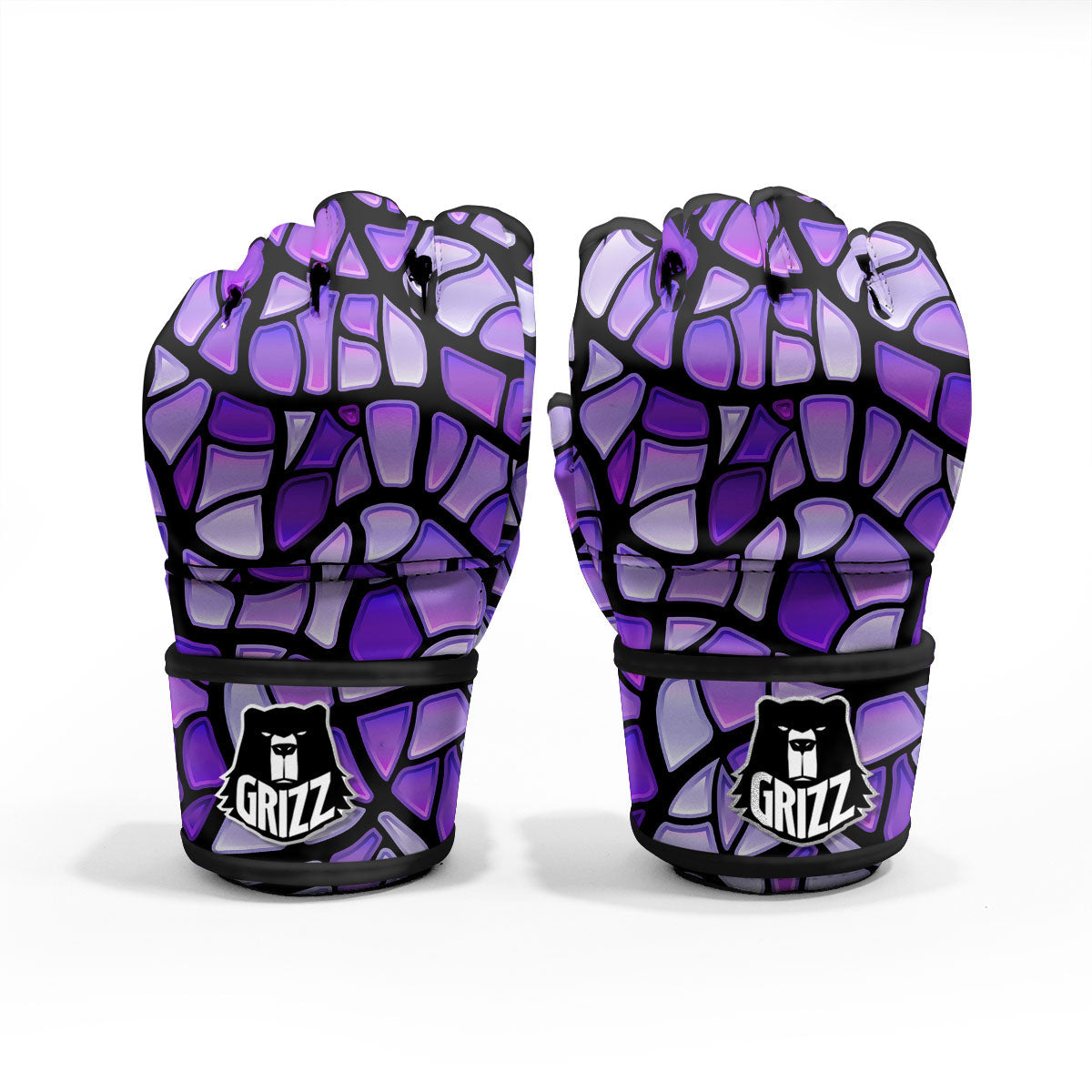 Stained Glass Mosaic Purple Print MMA Gloves-grizzshop