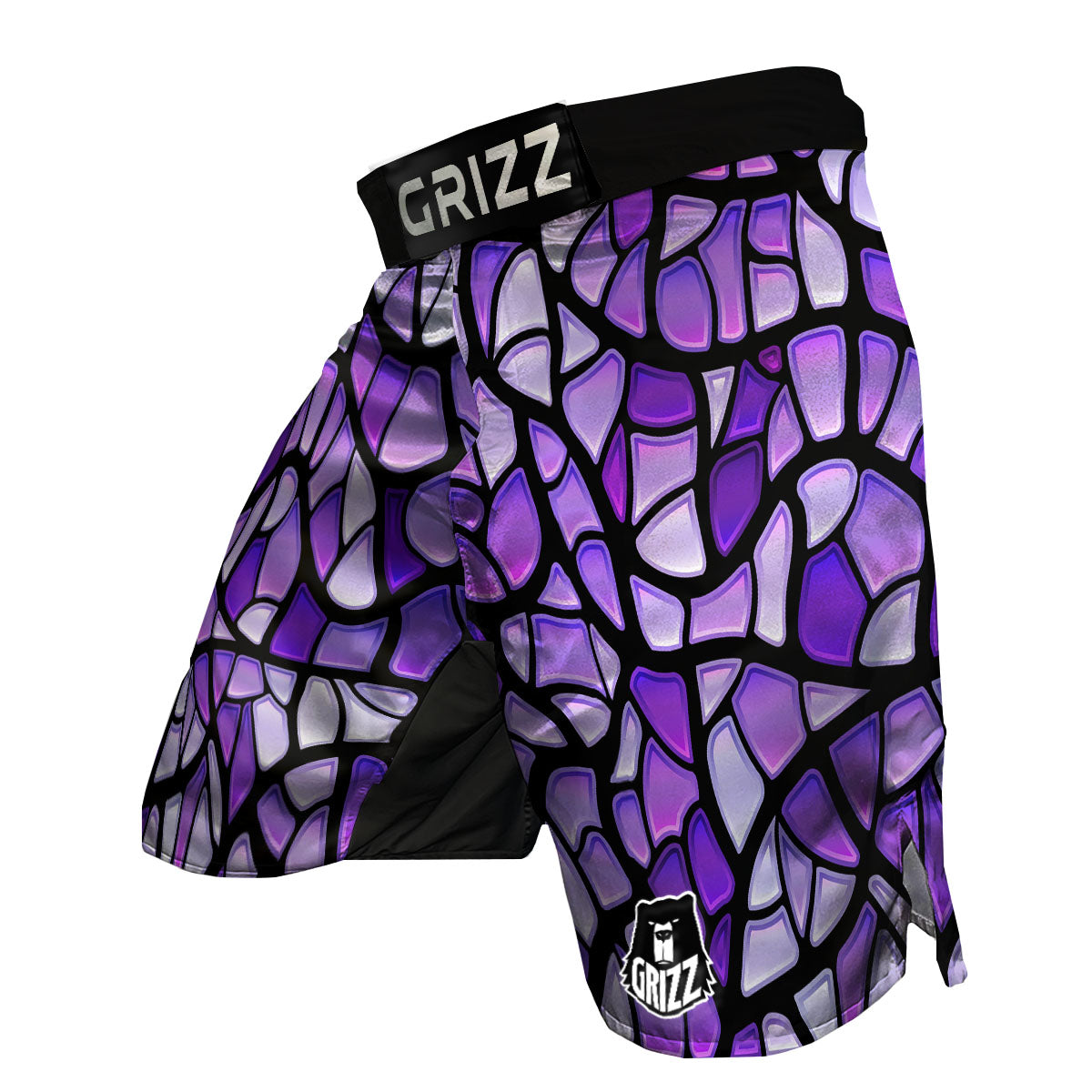 Stained Glass Mosaic Purple Print MMA Shorts-grizzshop
