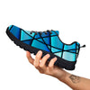 Stained Glass Mosaic Teal Print Black Sneaker-grizzshop