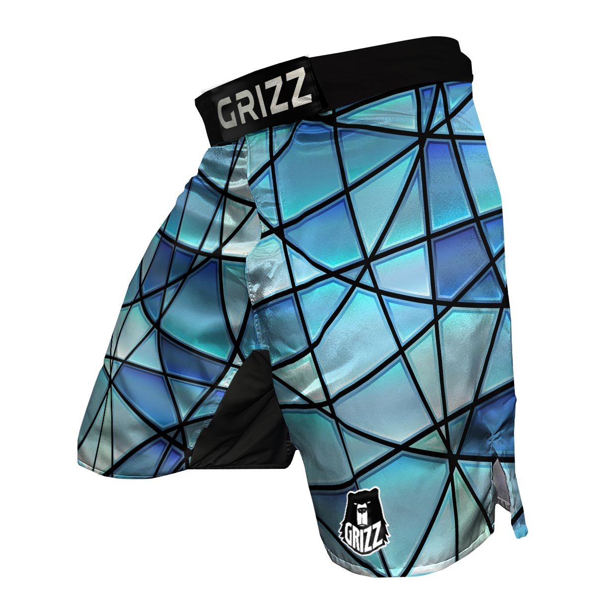 Stained Glass Mosaic Teal Print MMA Shorts-grizzshop