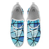 Stained Glass Mosaic Teal Print White Athletic Shoes-grizzshop