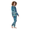 Stained Glass Mosaic Teal Print Women's Pajamas-grizzshop