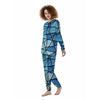 Stained Glass Mosaic Teal Print Women's Pajamas-grizzshop