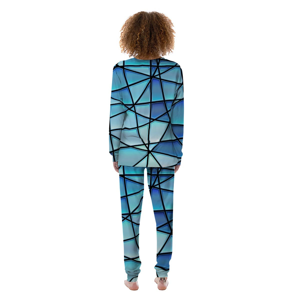 Stained Glass Mosaic Teal Print Women's Pajamas-grizzshop