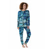 Stained Glass Mosaic Teal Print Women's Pajamas-grizzshop