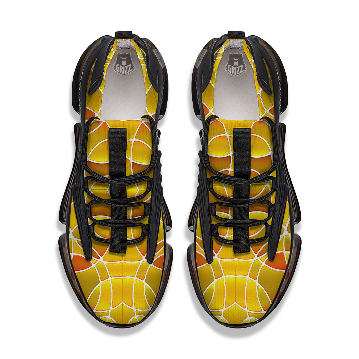 Stained Glass Mosaic Yellow Print Pattern Black Gym Shoes-grizzshop