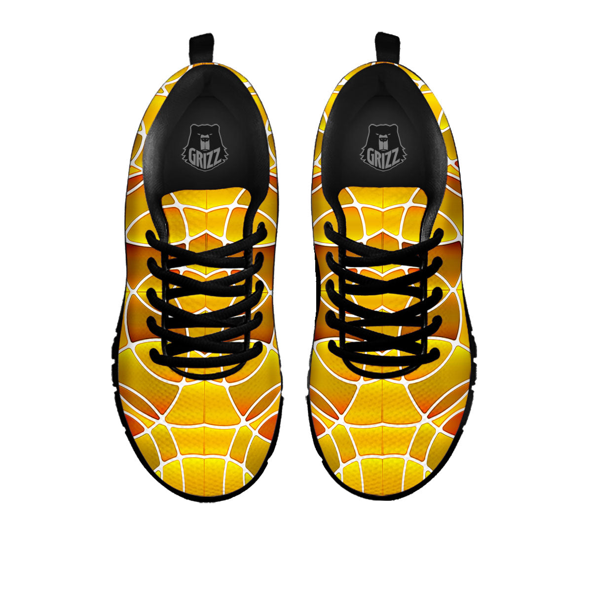 Stained Glass Mosaic Yellow Print Pattern Black Sneaker-grizzshop