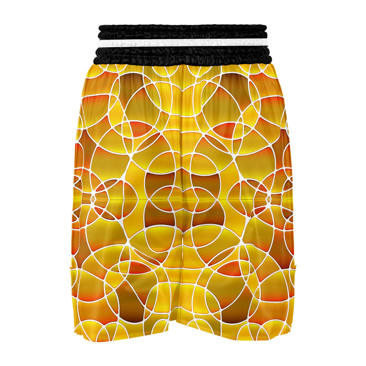 Stained Glass Mosaic Yellow Print Pattern Boxing Shorts-grizzshop