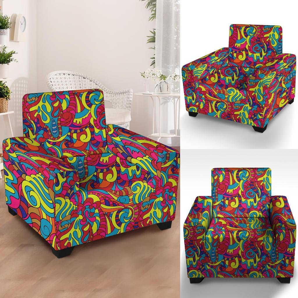 Stained Glass Psychedelic Trippy Armchair Cover-grizzshop