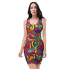 Stained Glass Psychedelic Trippy Bodycon Dress-grizzshop