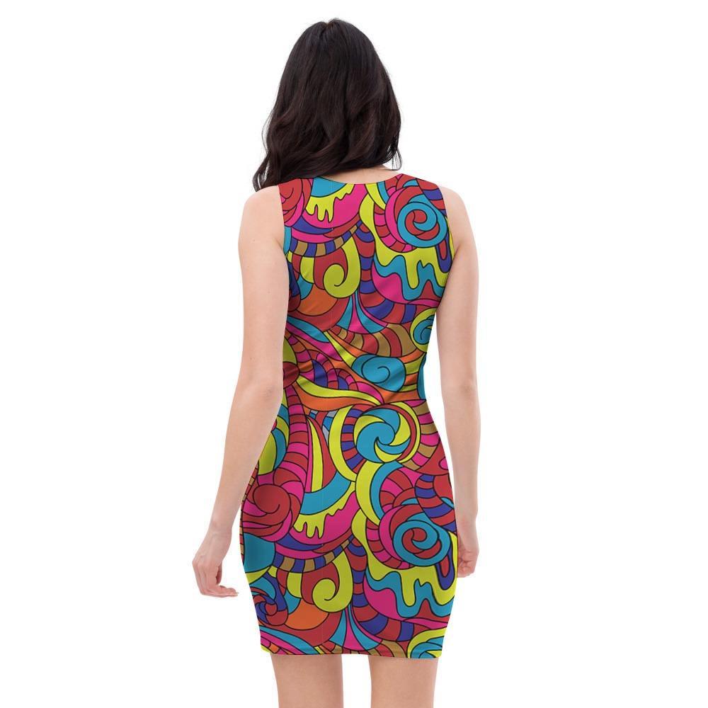 Stained Glass Psychedelic Trippy Bodycon Dress-grizzshop