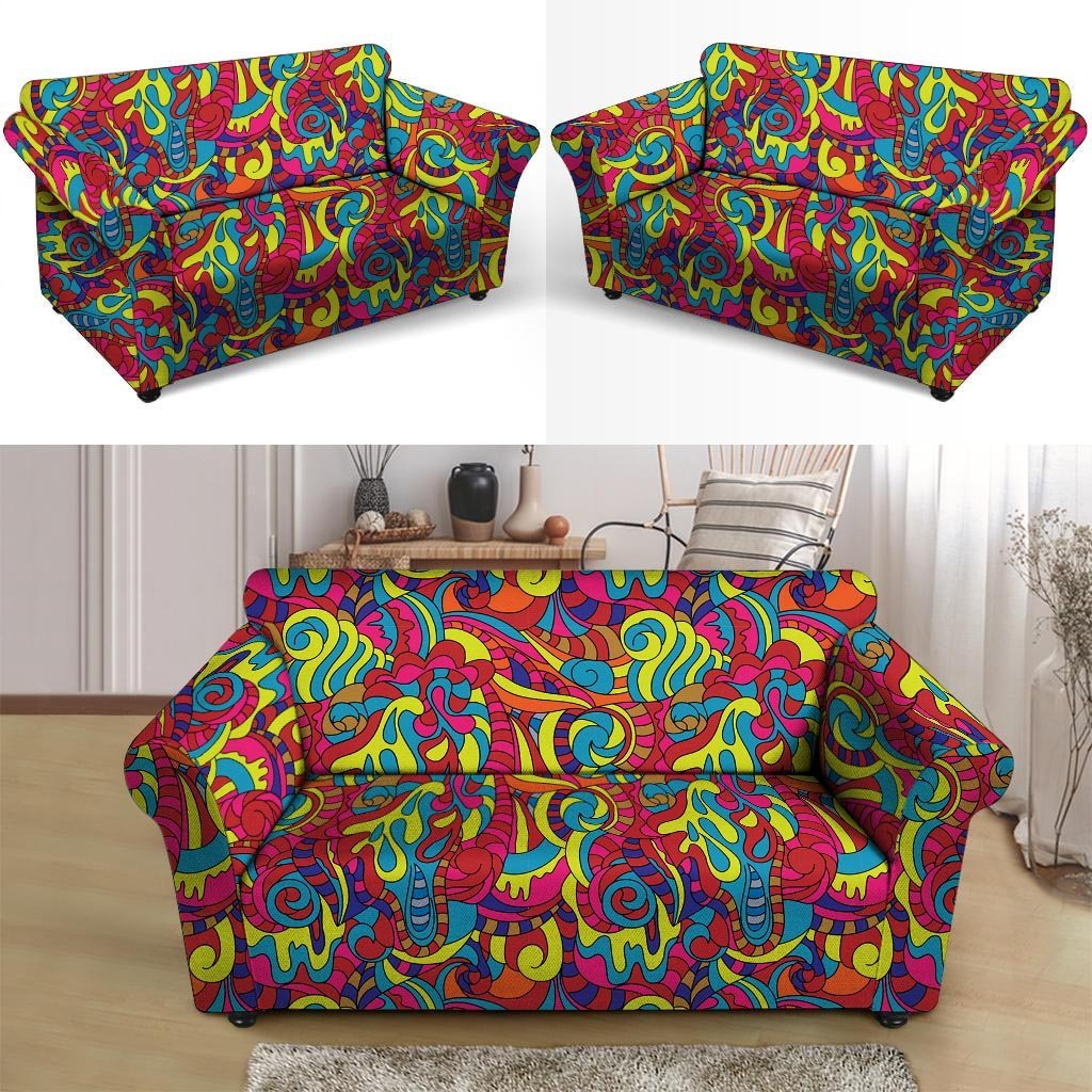 Stained Glass Psychedelic Trippy Loveseat Cover-grizzshop