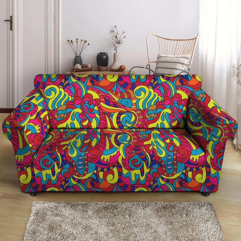 Stained Glass Psychedelic Trippy Loveseat Cover-grizzshop