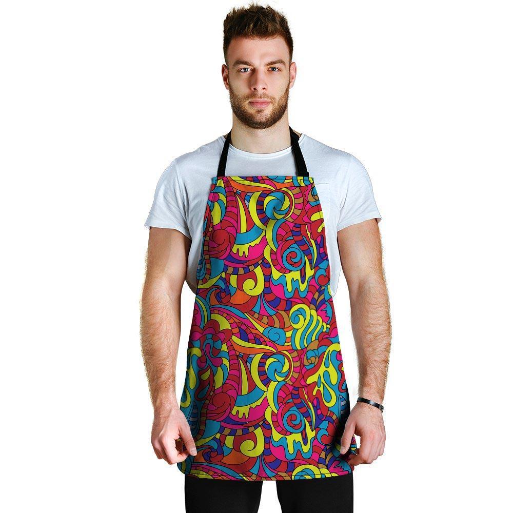 Stained Glass Psychedelic Trippy Men's Apron-grizzshop