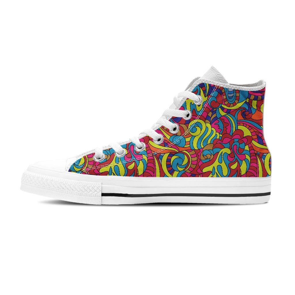 Stained Glass Psychedelic Trippy Men's High Top Shoes-grizzshop