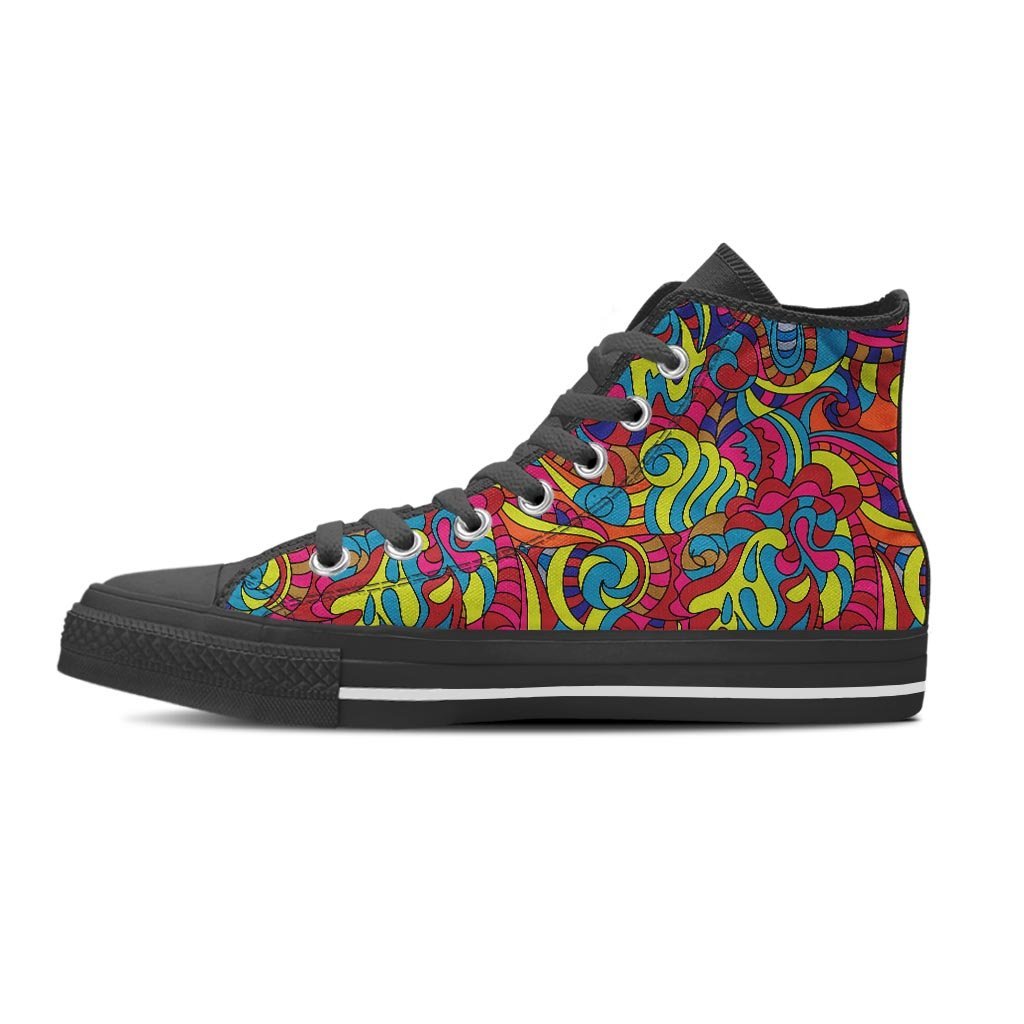 Stained Glass Psychedelic Trippy Men's High Top Shoes-grizzshop