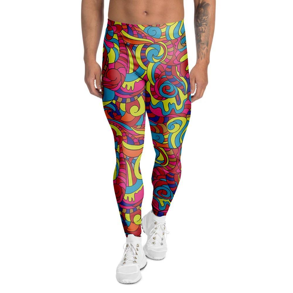 Stained Glass Psychedelic Trippy Men's Leggings-grizzshop