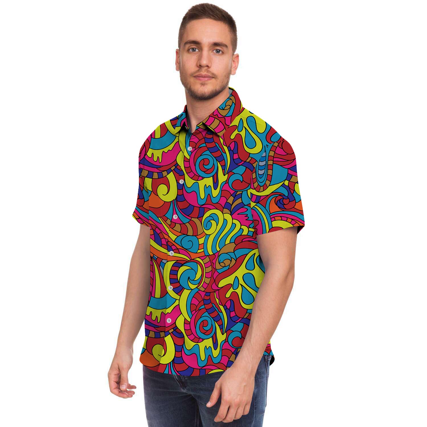 Stained Glass Psychedelic Trippy Men's Short Sleeve Shirt-grizzshop